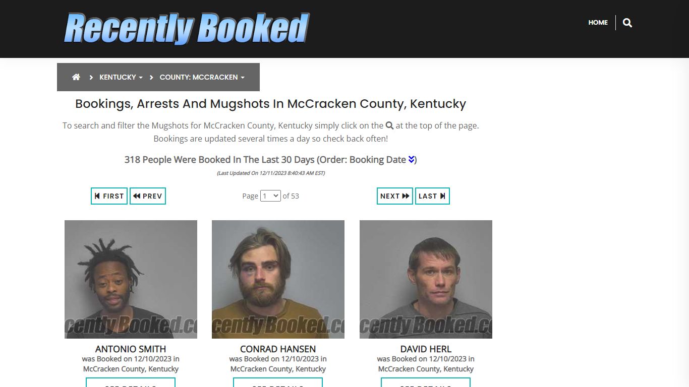 Bookings, Arrests and Mugshots in McCracken County, Kentucky