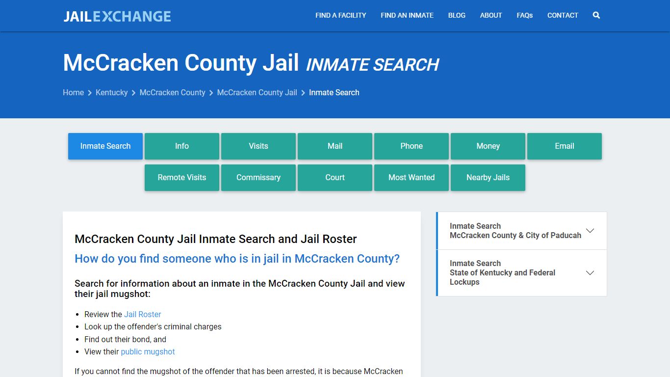 Inmate Search: Roster & Mugshots - McCracken County Jail, KY